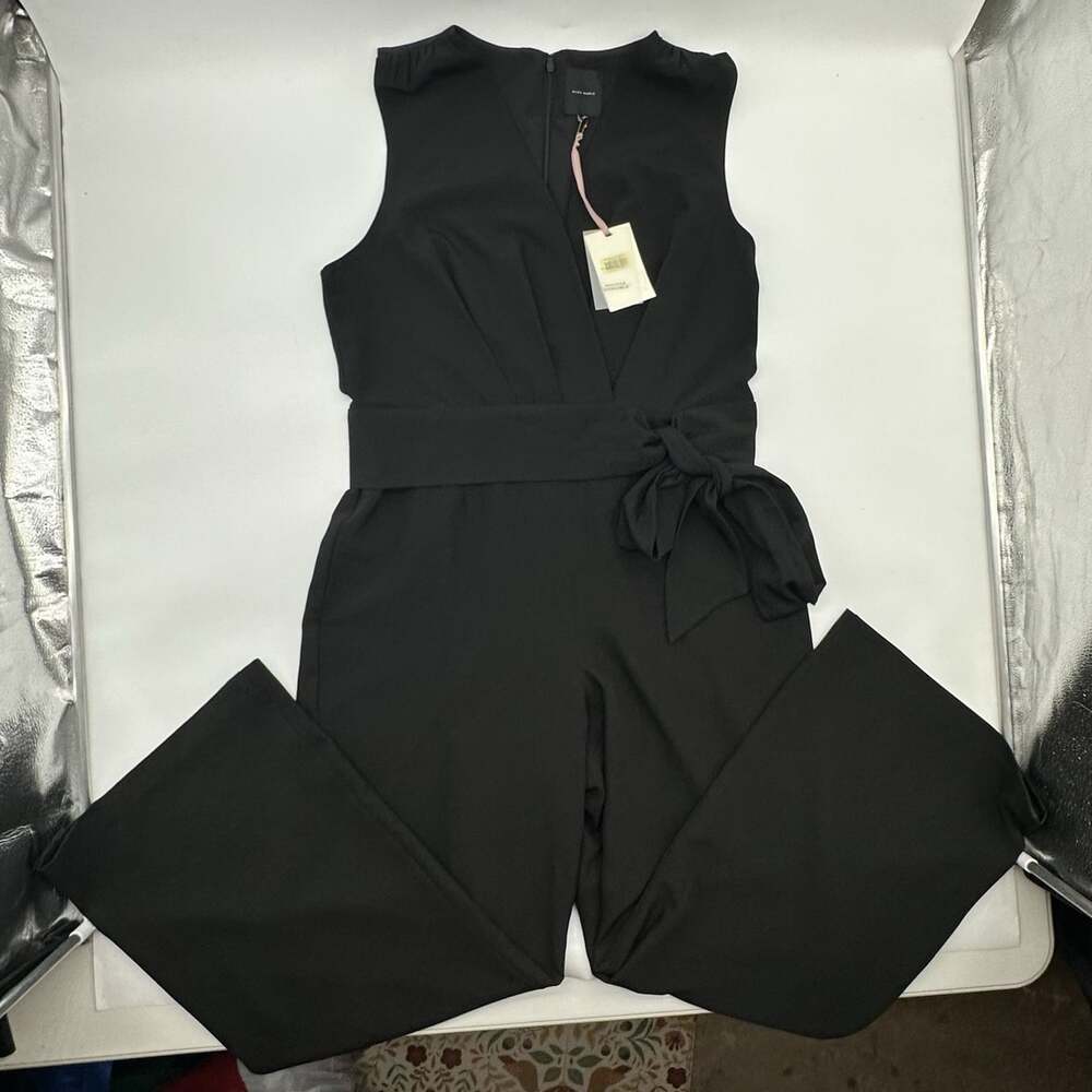 Alex Marie Lexy Women's Size 16 Black Tie Chic Wide Leg Sleeveless Jumpsuit NWT